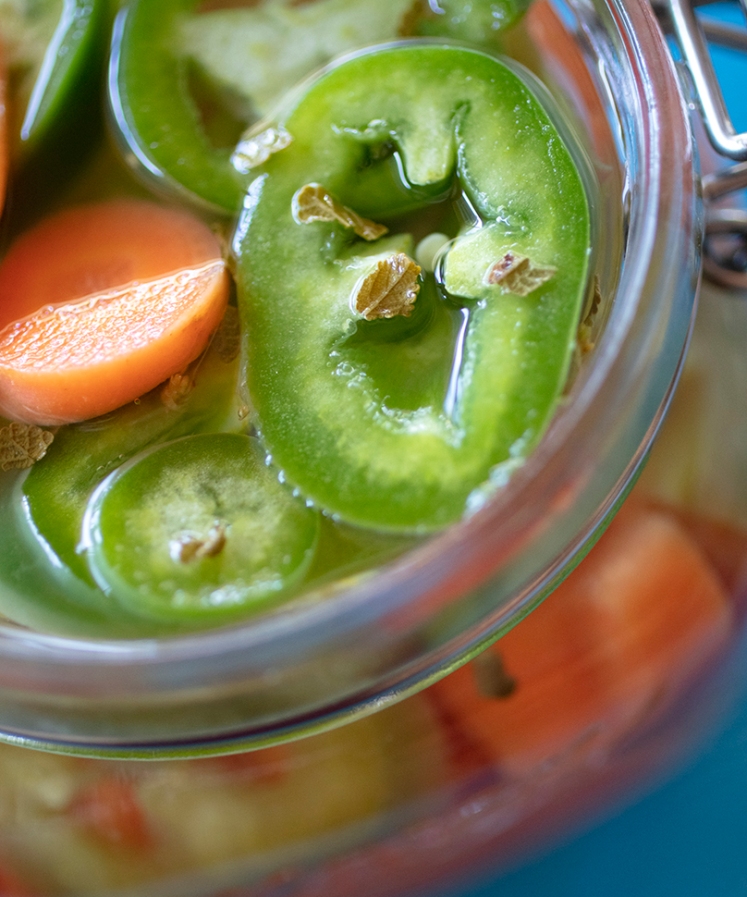 Pickled jalepenos and carrots